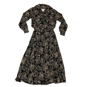 Pendleton Black White Paisley Dress Sz 6 Long Skirt & Blouse Long Sleeve Womens